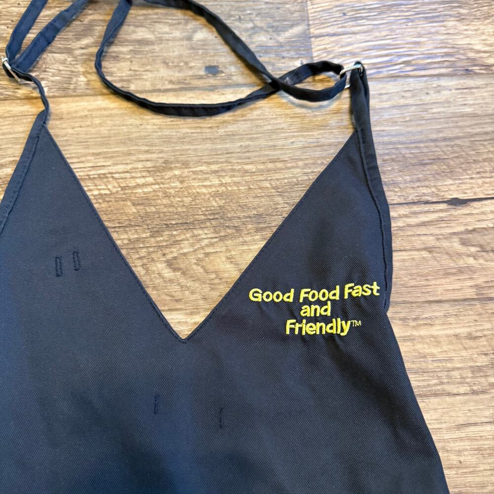 Waffle House Server Apron Black Restaurant Uniform Good Food Fast Friendly Logo - Picture 2 of 6